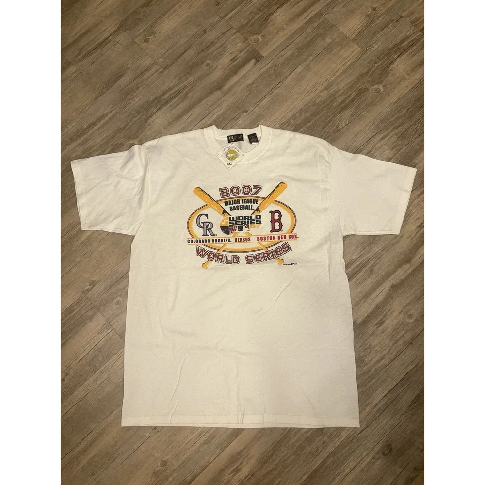 Vintage 2007 World Series Boston Red Sox vs Colorado Rockies T-Shirt White NWT